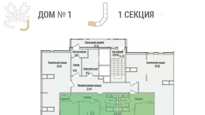 Планировки ЖК Солнечный город, литеры 1-2 Краснодар | план - 1